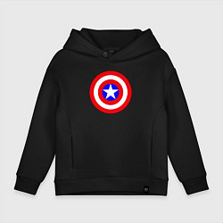 Толстовка оверсайз детская Captain America logo, цвет: черный