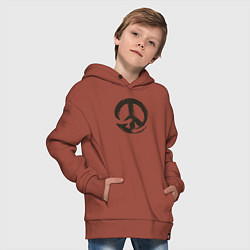 Толстовка оверсайз детская Peace hugs, цвет: кирпичный — фото 2