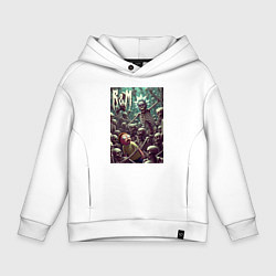 Толстовка оверсайз детская Морти попал в ад - нейроарт, цвет: белый