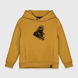 Толстовка оверсайз детская Паровоз со пятиконечной звездой, цвет: горчичный