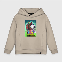 Толстовка оверсайз детская Киберпанк все, цвет: миндальный