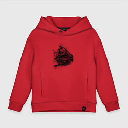 Толстовка оверсайз детская Прибытие паровоза, цвет: красный