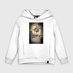 Толстовка оверсайз детская Важные новости, цвет: белый