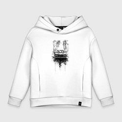 Толстовка оверсайз детская Авто в лесу, цвет: белый
