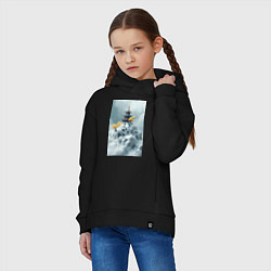 Толстовка оверсайз детская Тихий японский пейзаж, цвет: черный — фото 2