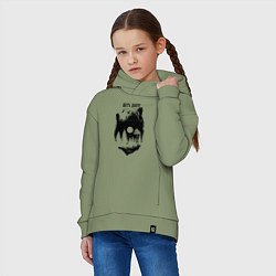 Толстовка оверсайз детская Обережный тотем медведя - быть добру, цвет: авокадо — фото 2