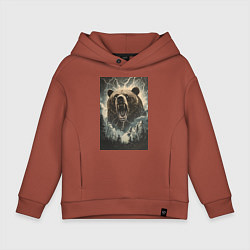 Детское худи оверсайз Оскаленная морда медведя
