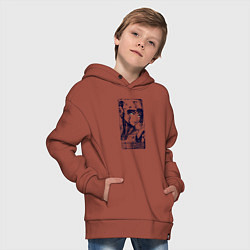 Толстовка оверсайз детская Футуристичная кибернетическая девушка, цвет: кирпичный — фото 2