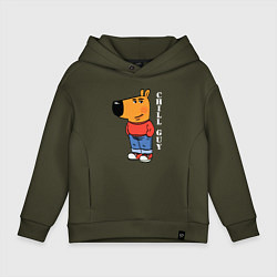 Толстовка оверсайз детская Chill guy, цвет: хаки