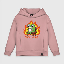 Толстовка оверсайз детская Frog - this is fine, цвет: пыльно-розовый