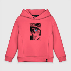 Толстовка оверсайз детская Тревожный взгляд, цвет: коралловый