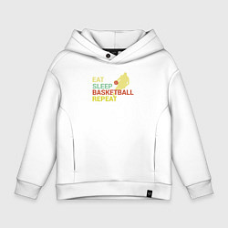 Толстовка оверсайз детская Еда сон баскетбол, цвет: белый