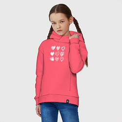 Толстовка оверсайз детская Hearts love hand draw, цвет: коралловый — фото 2