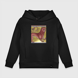 Толстовка оверсайз детская Страдающее средневековье зверек мем, цвет: черный