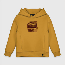 Толстовка оверсайз детская Автомобили для стритрейсинга, цвет: горчичный