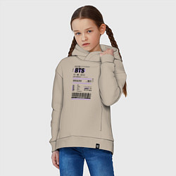 Толстовка оверсайз детская Bts ticket, цвет: миндальный — фото 2