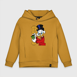 Толстовка оверсайз детская Duck tales - Scrooge bitcoin, цвет: горчичный