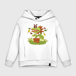 Толстовка оверсайз детская Хищный цветок, цвет: белый