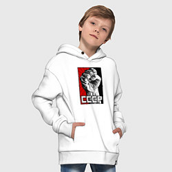 Толстовка оверсайз детская СССР - кулак коммунизма, цвет: белый — фото 2