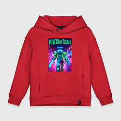 Толстовка оверсайз детская Minecraft 2099 - neon glow fantasy, цвет: красный