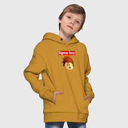 Толстовка оверсайз детская Sigma boy roblox head - мем Роблокс Сигма бой, цвет: горчичный — фото 2