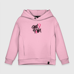 Толстовка оверсайз детская Girl power black and pink, цвет: светло-розовый