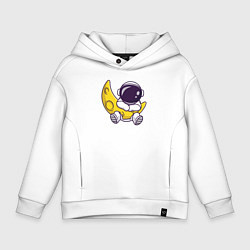 Толстовка оверсайз детская Космонавт и месяц, цвет: белый