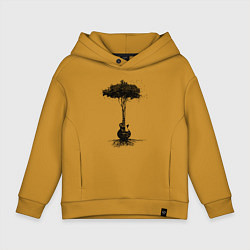 Толстовка оверсайз детская Гитарное дерево, цвет: горчичный