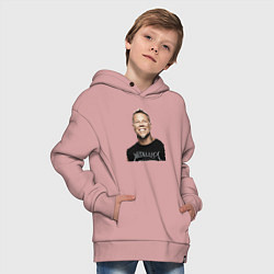 Толстовка оверсайз детская James Alan Hetfield - Metallica leader, цвет: пыльно-розовый — фото 2