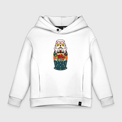 Толстовка оверсайз детская Матрешка в расписном шлеме имперского штурмовика, цвет: белый