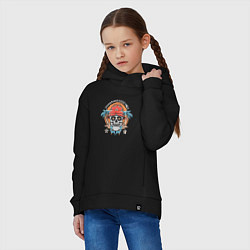Толстовка оверсайз детская Череп в панаме, цвет: черный — фото 2