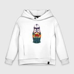 Толстовка оверсайз детская Матрешка в шлеме штурмовика звездные войны, цвет: белый