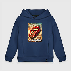 Толстовка оверсайз детская Rolling Stones - logo transformation, цвет: тёмно-синий