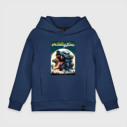 Толстовка оверсайз детская Волки Роллинг Стоунз - фантазия, цвет: тёмно-синий