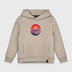 Толстовка оверсайз детская Гора Фудзи с сакурой, цвет: миндальный