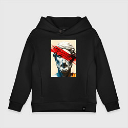 Толстовка оверсайз детская Штрих на античной статуе, цвет: черный