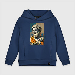 Толстовка оверсайз детская Античная статуя в теплых тонах, цвет: тёмно-синий