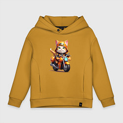 Толстовка оверсайз детская Мотокотик, цвет: горчичный