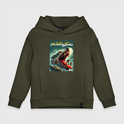 Толстовка оверсайз детская Rolling Stones - wolfs mouth, цвет: хаки
