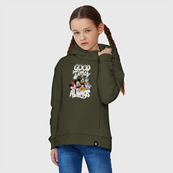 Толстовка оверсайз детская Дональд Дак и Микки Маус, цвет: хаки — фото 2