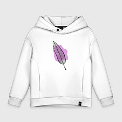 Толстовка оверсайз детская Контуры листа на сливовом, цвет: белый