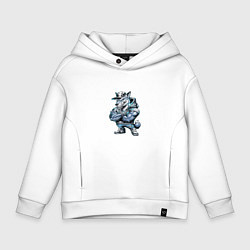 Толстовка оверсайз детская Мультяшный хищник, цвет: белый