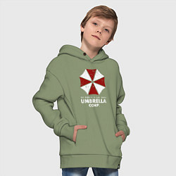 Толстовка оверсайз детская Umbrella corporation logo, цвет: авокадо — фото 2