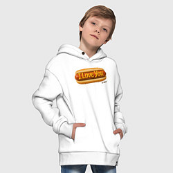 Толстовка оверсайз детская Hot dog I love you, цвет: белый — фото 2