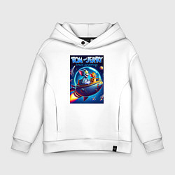Толстовка оверсайз детская Tom and Jerry - space adventure, цвет: белый