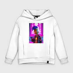 Толстовка оверсайз детская Bart Simpson - cyber art punk, цвет: белый
