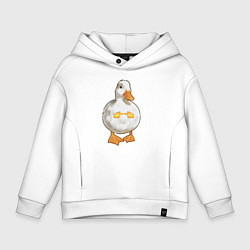 Толстовка оверсайз детская Милая смущенная уточка гусь мем, цвет: белый
