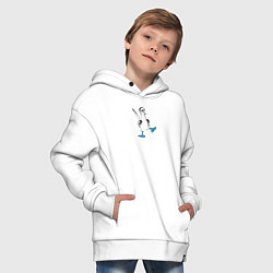 Толстовка оверсайз детская Морская птица голубоногая олуша танцует, цвет: белый — фото 2