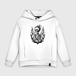Толстовка оверсайз детская Огненный скелет, цвет: белый