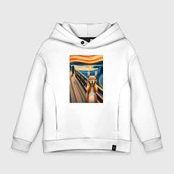 Толстовка оверсайз детская Белка кричит - мем нейросеть, цвет: белый